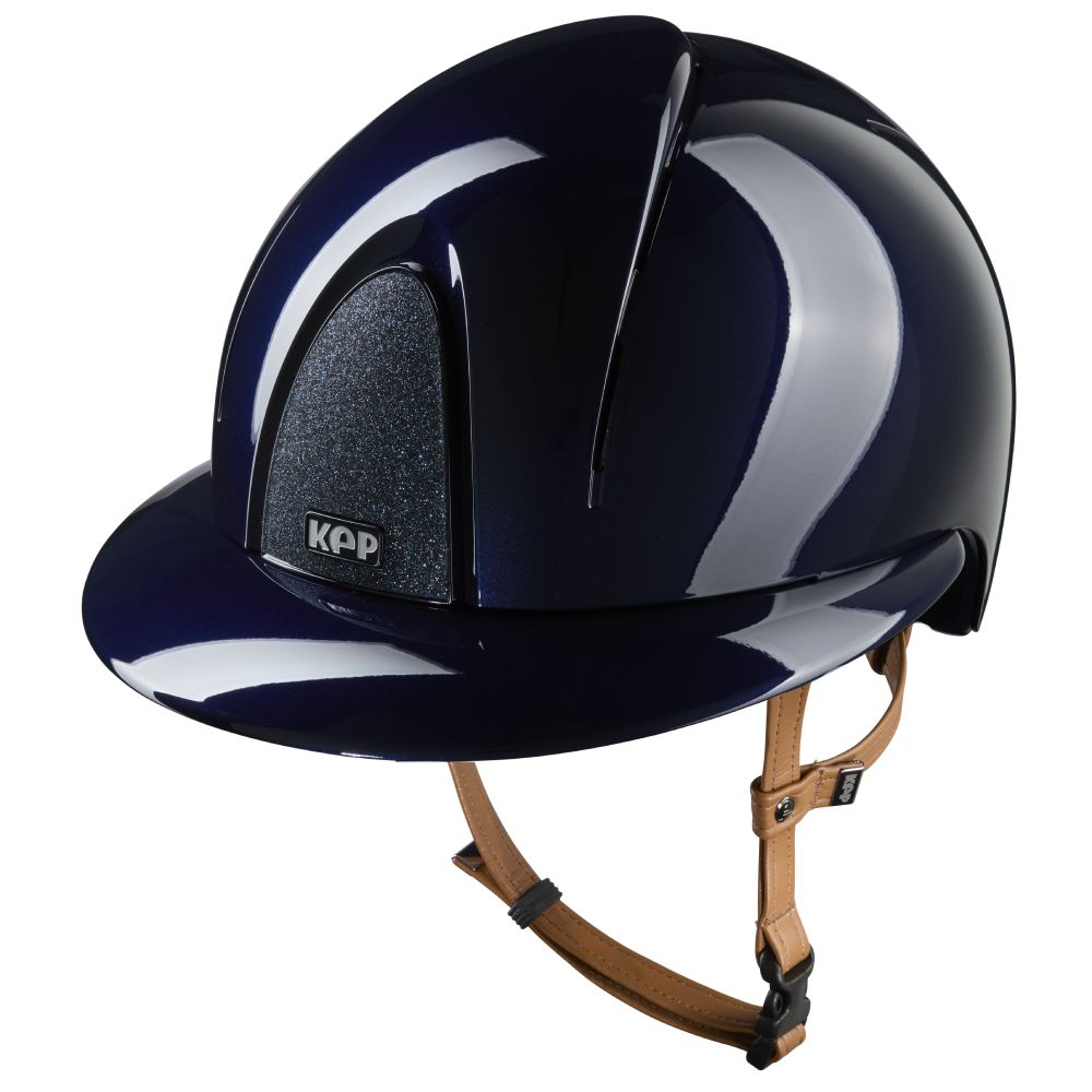 KEP Smart Nova Metal Polish beige Strap Polo Visor Star Reithelm - blue, Größe M (51-58)