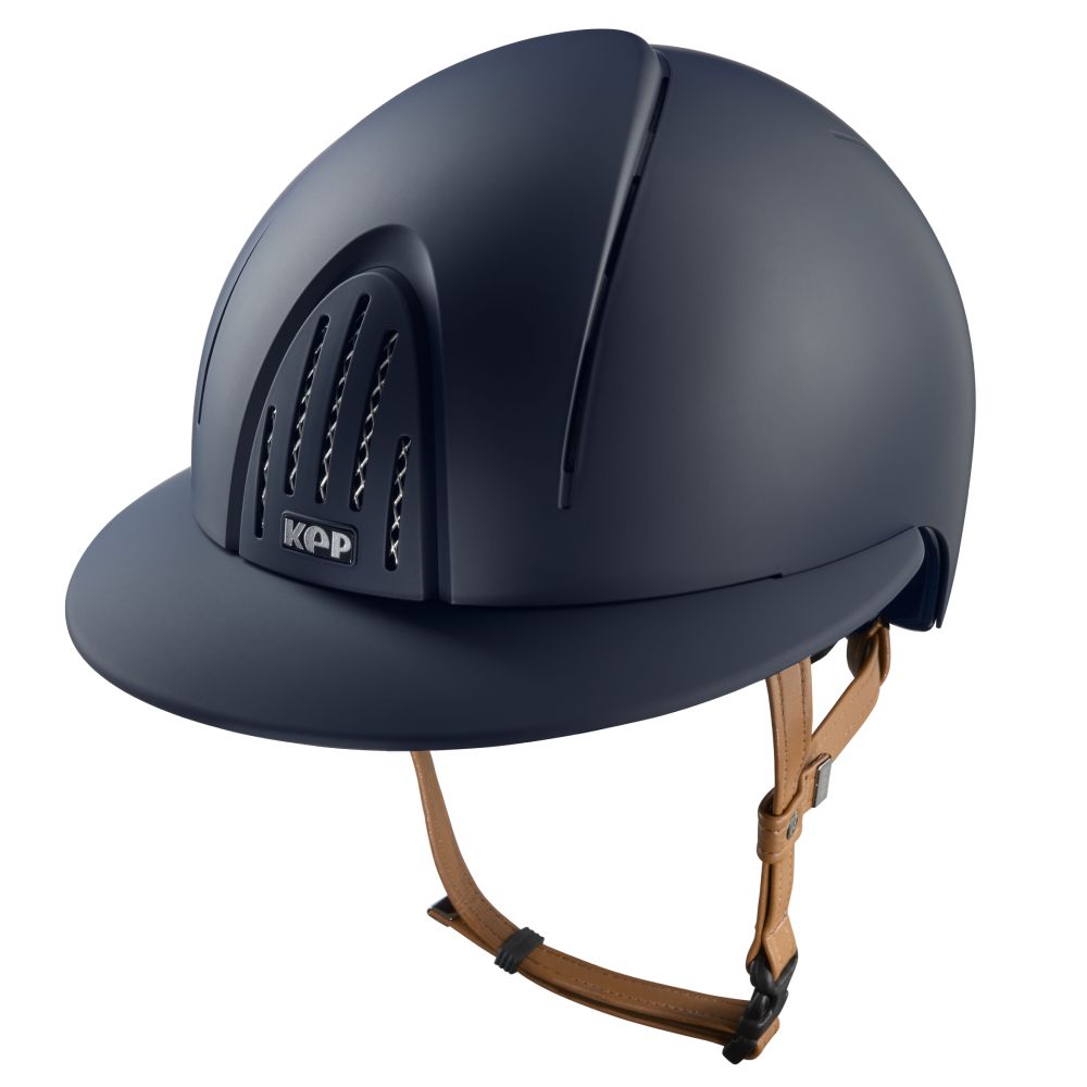 KEP Smart Nova Textile beige Strap Polo Visor Reithelm - blue, Größe M (51-58)