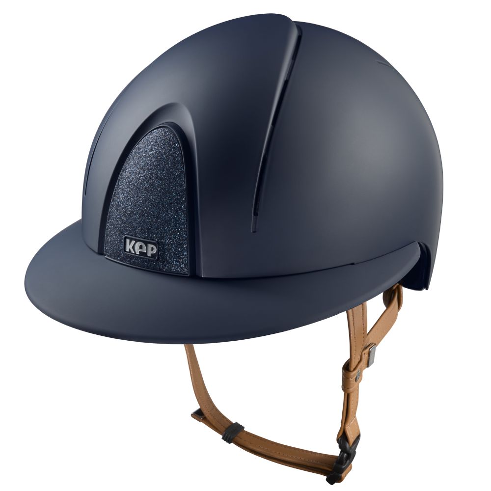 KEP Smart Nova Textile beige Strap Polo Visor Star Reithelm - blue, Größe L (59-62)
