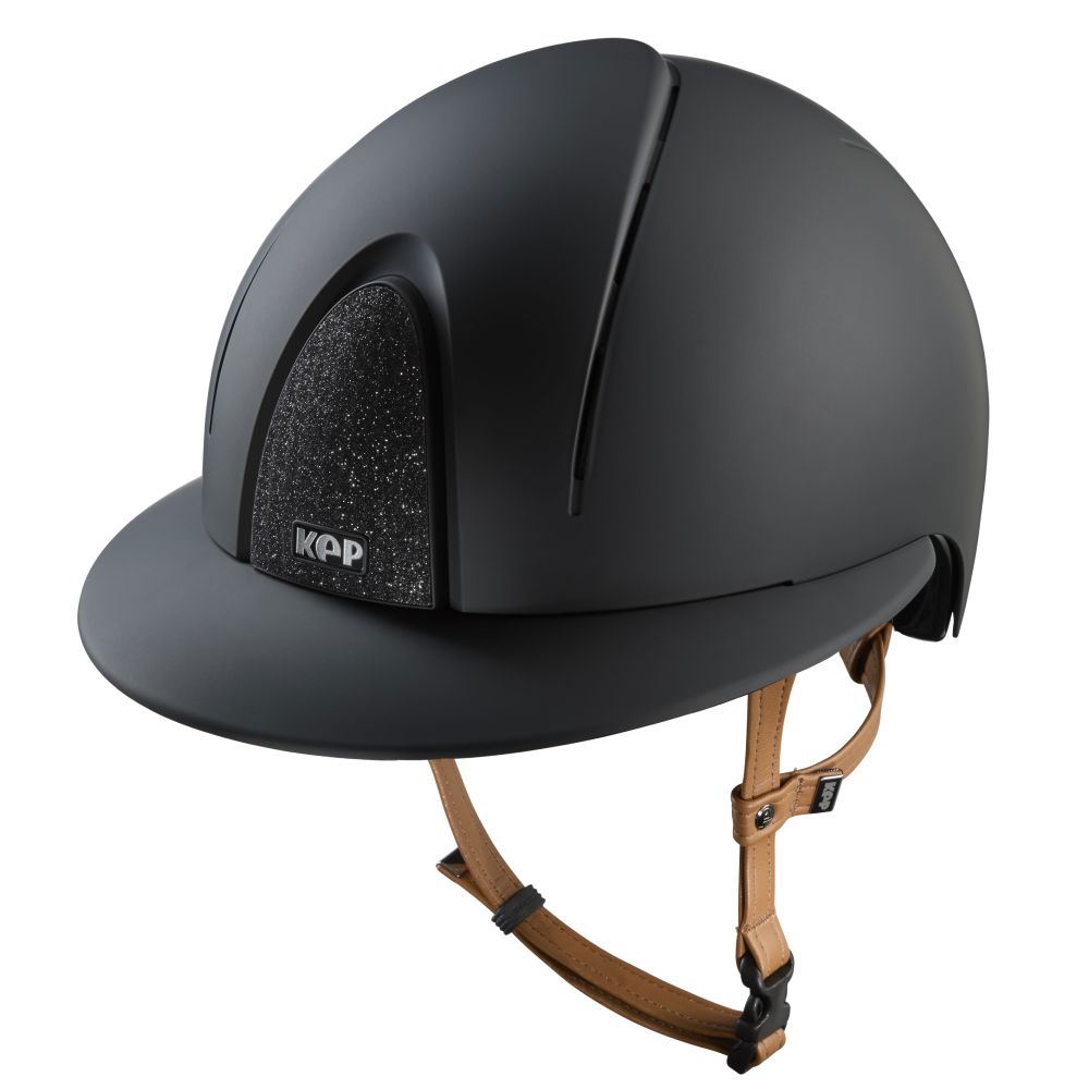 KEP Smart Nova Textile beige Strap Polo Visor Star Reithelm - black, Größe M (51-58)