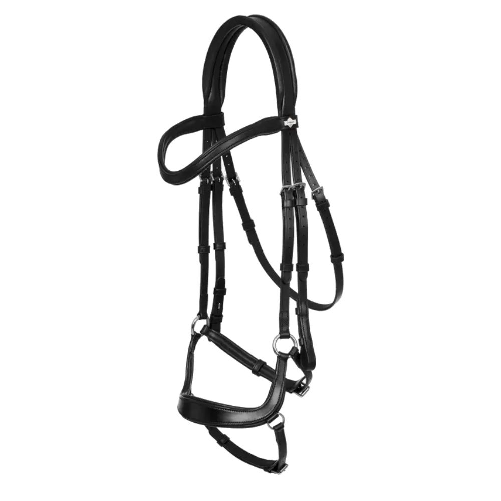LeMieux Arika Drop Bridle Anatomisch geformte Trense - black/silver, Größe Vollblut