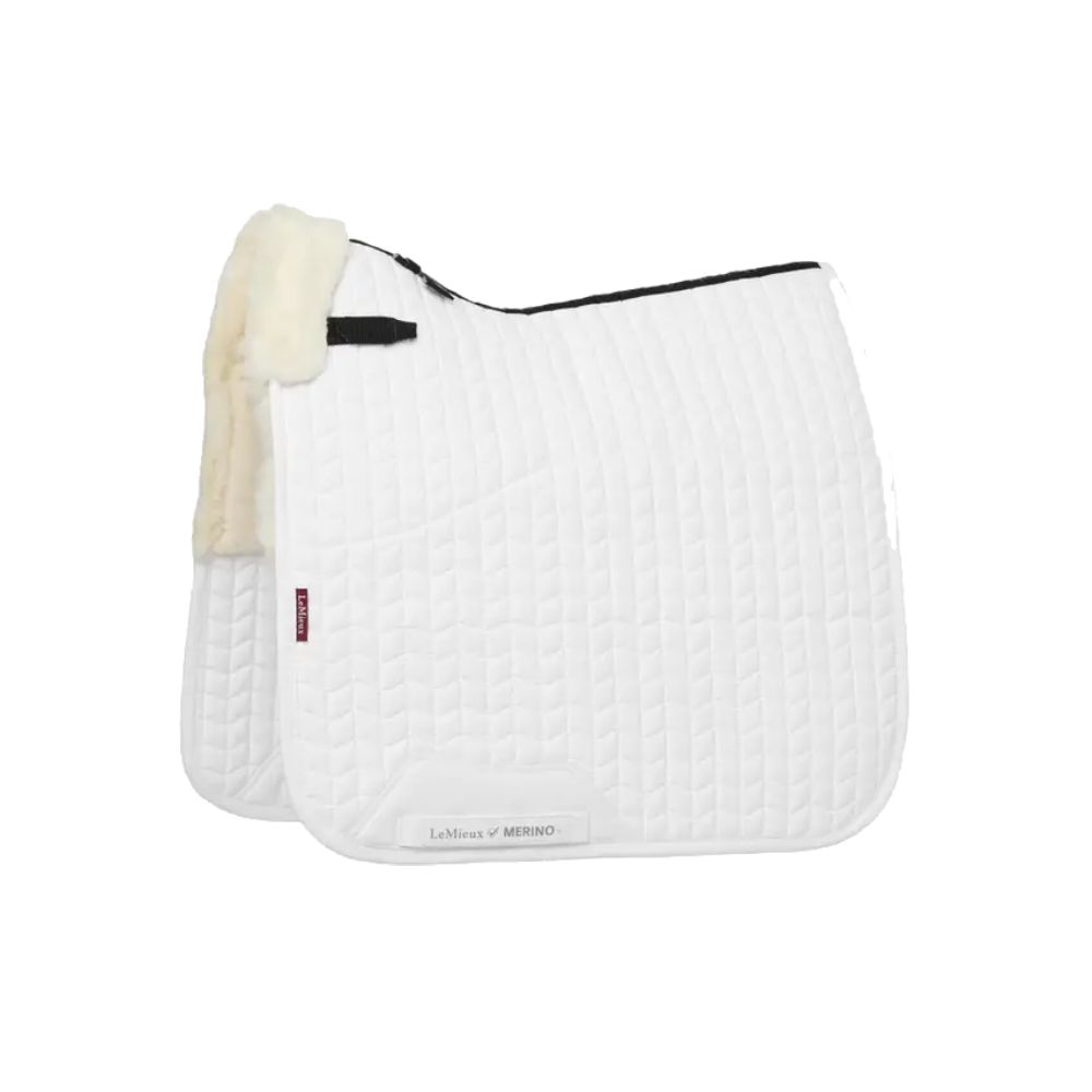 LeMieux Merino+ Halbgefütterte Dressurschabracke Baumwolle - white/natural, Größe L