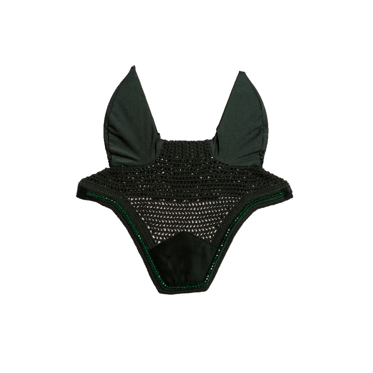Kentucky Horsewear Fliegenohren Wellington soundless Velvet Pearls - pine green, Größe Warmblut