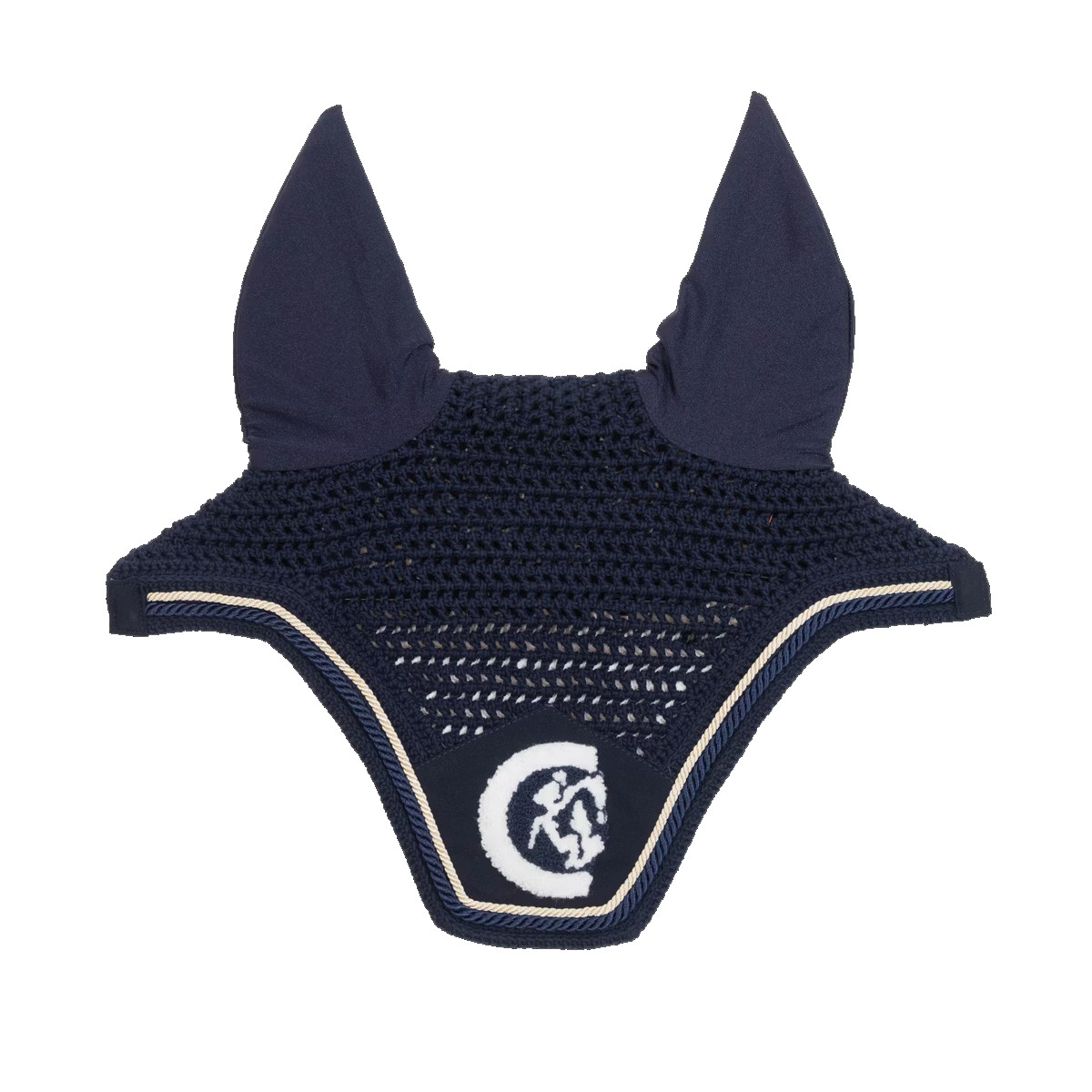 Kentucky Horsewear Fliegenohren Wellington soundless 3D Logo rope - navy, Größe Warmblut