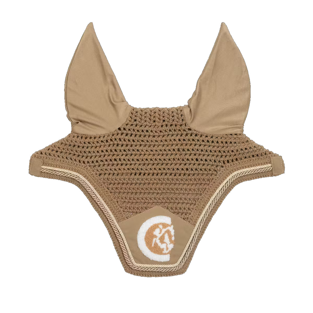 Kentucky Horsewear Fliegenohren Wellington soundless 3D Logo rope - beige, Größe Warmblut