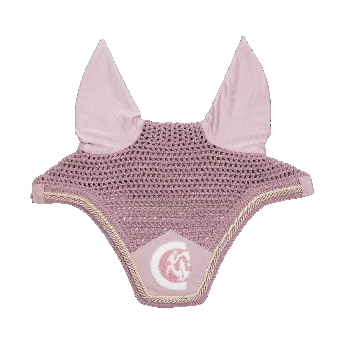 Kentucky Horsewear Fliegenohren Wellington soundless 3D Logo rope - soft rose, Größe Warmblut