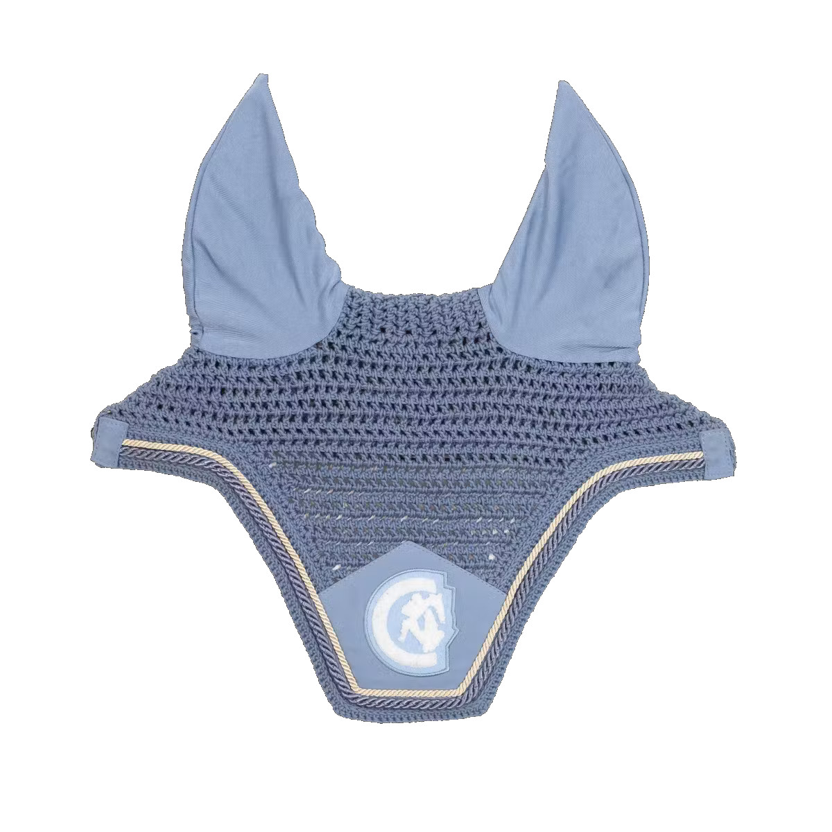 Kentucky Horsewear Fliegenohren Wellington soundless 3D Logo rope - light blue, Größe Warmblut