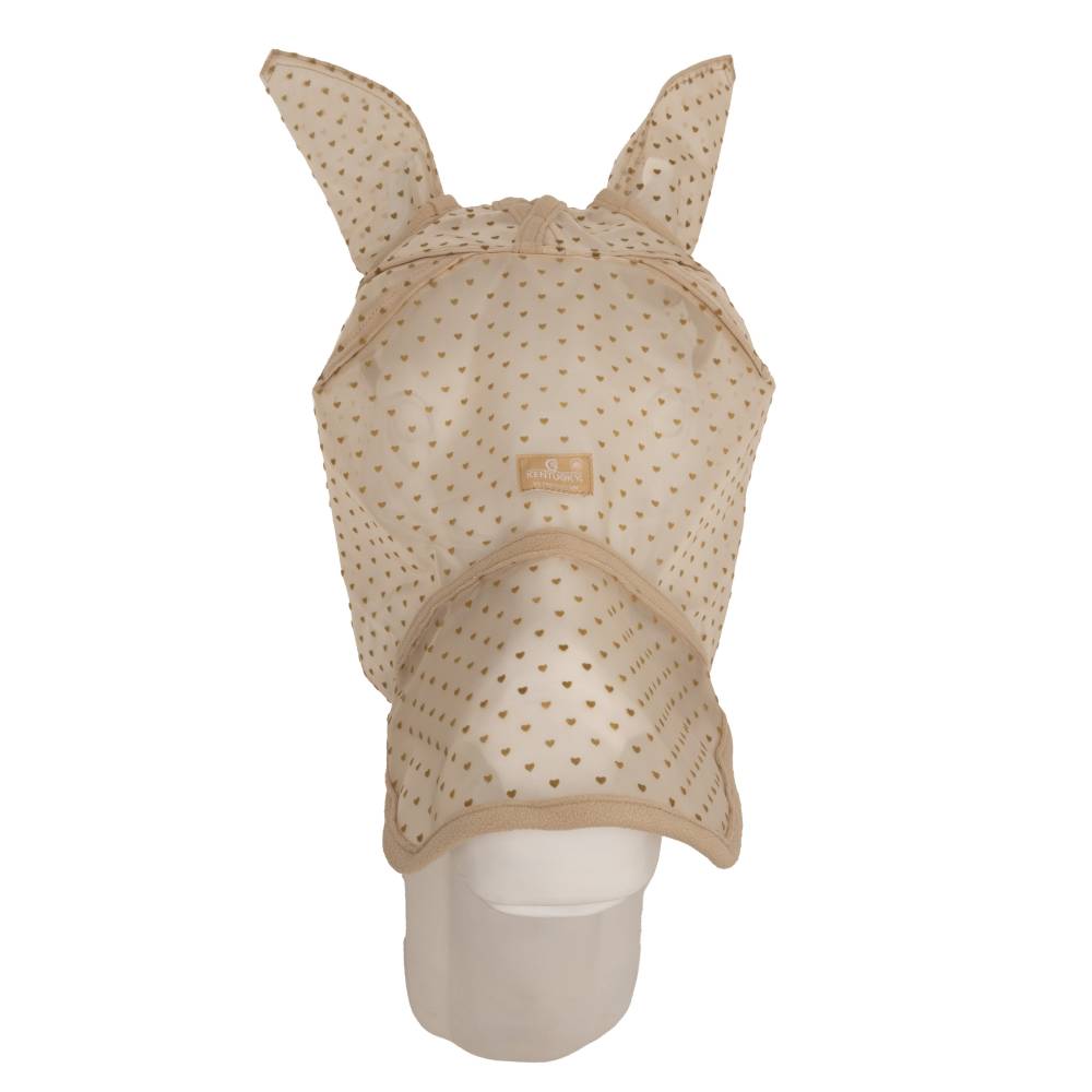 Kentucky Horsewear Fliegenmaske mit Herzen - beige, Größe Warmblut