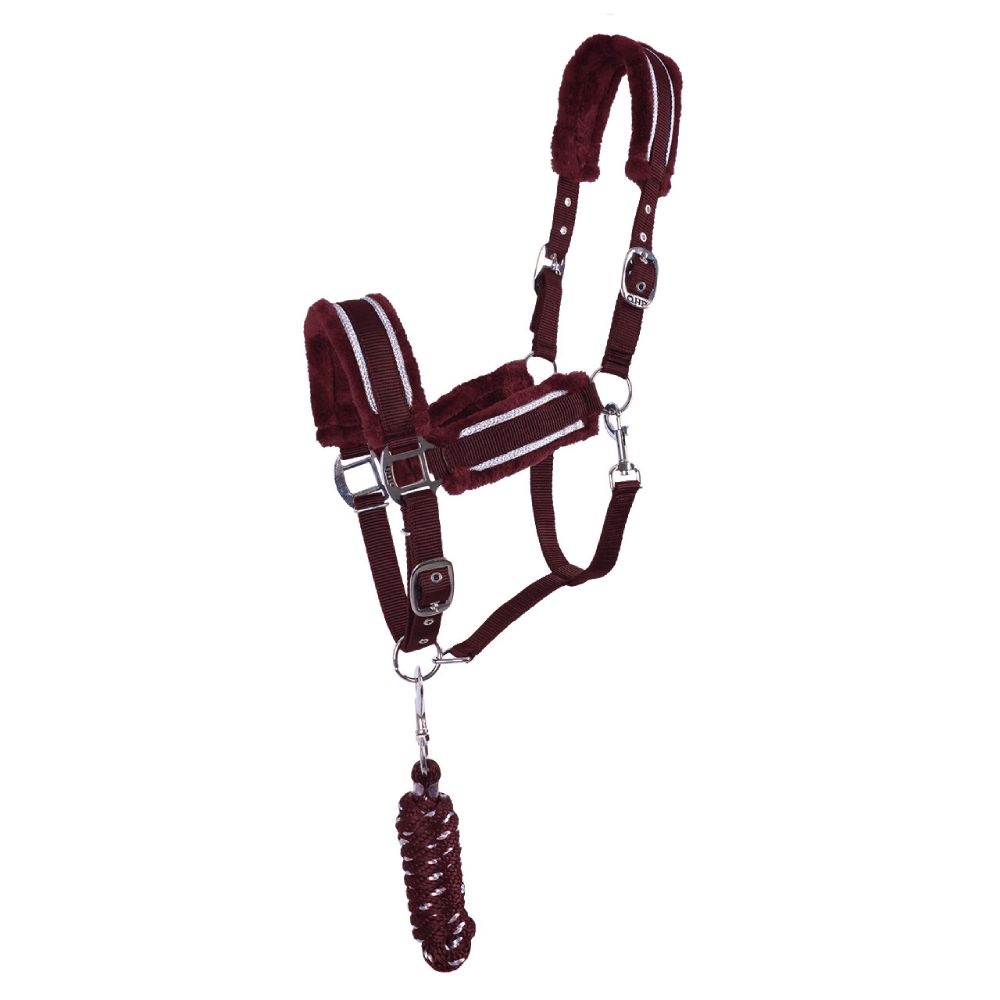 QHP Halfter-Set Dolci - bordeaux/silber, Größe Pony