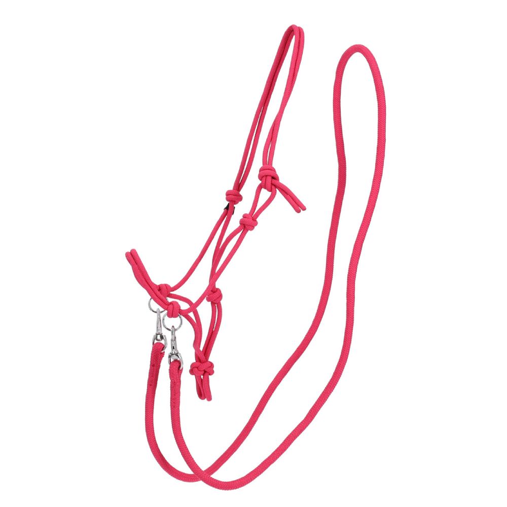 QHP Knotenhalfter Color mit Zügel - fuchsia, Größe Warmblut
