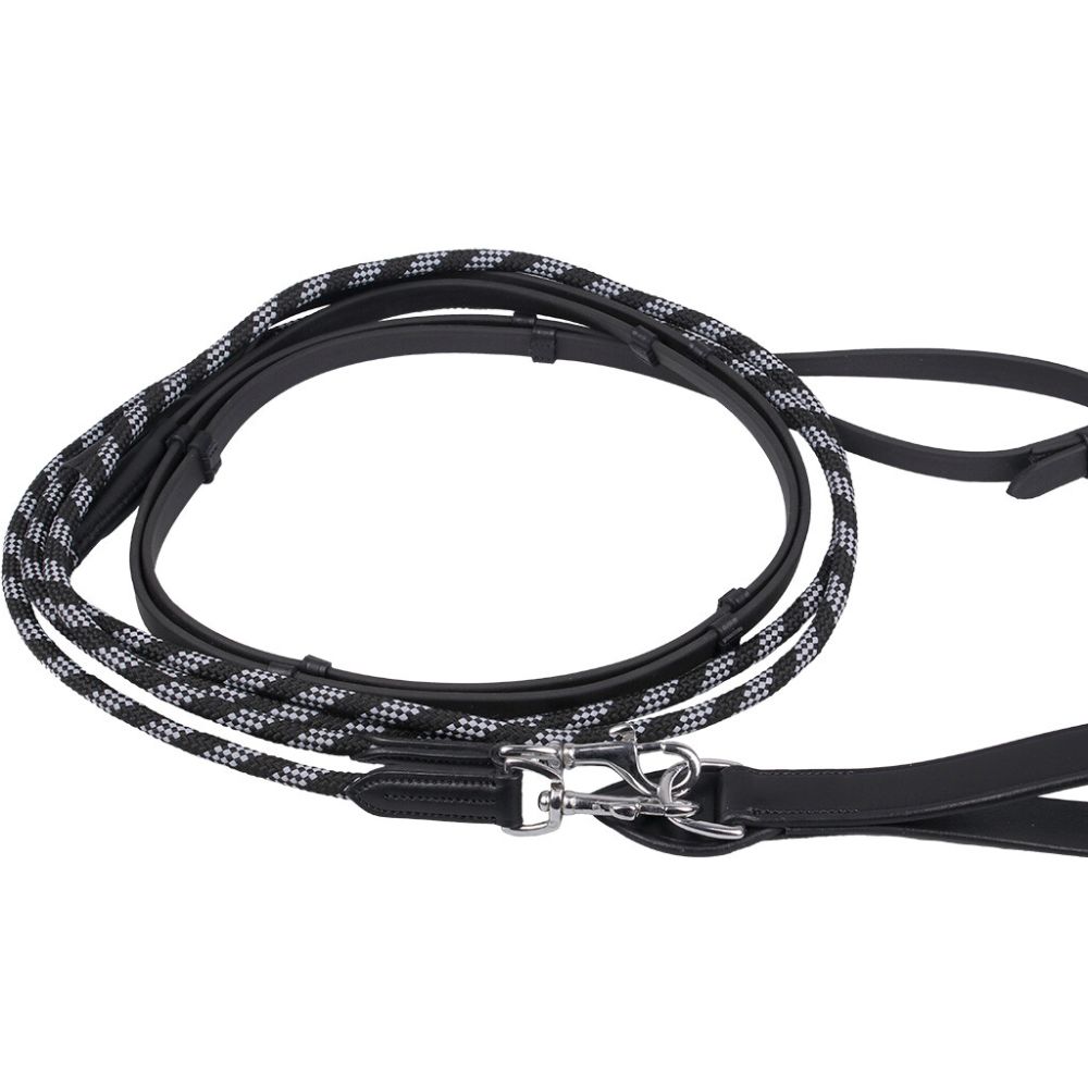 QHP Schlaufzügel Biothane - schwarz, Größe Warmblut
