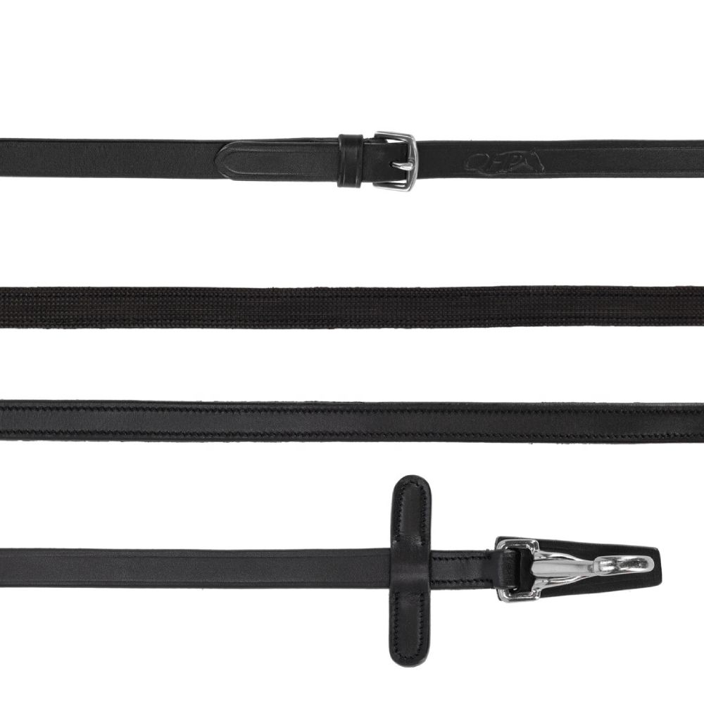QHP Zügel mit Gummiunterseite mit Clip - schwarz, Größe Pony