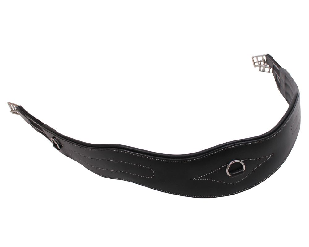 QHP Sattelgurt mit luxus Nähten - schwarz, Größe 125