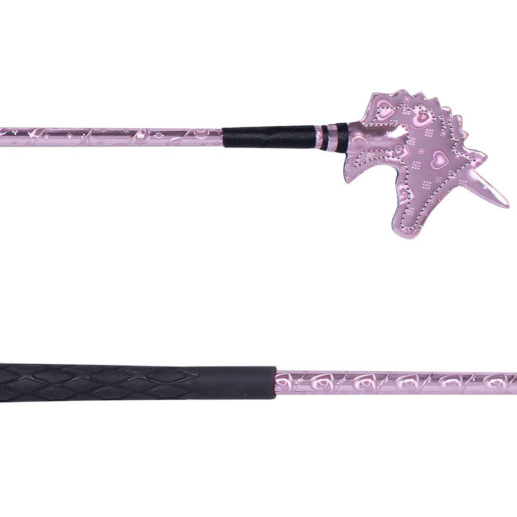 QHP Reitgerte Einhorn - pink hearts, Größe 65 cm