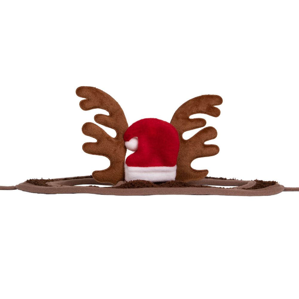 QHP Weihnachtsmütze mit Geweih für Pferde - rot, Größe Warmblut
