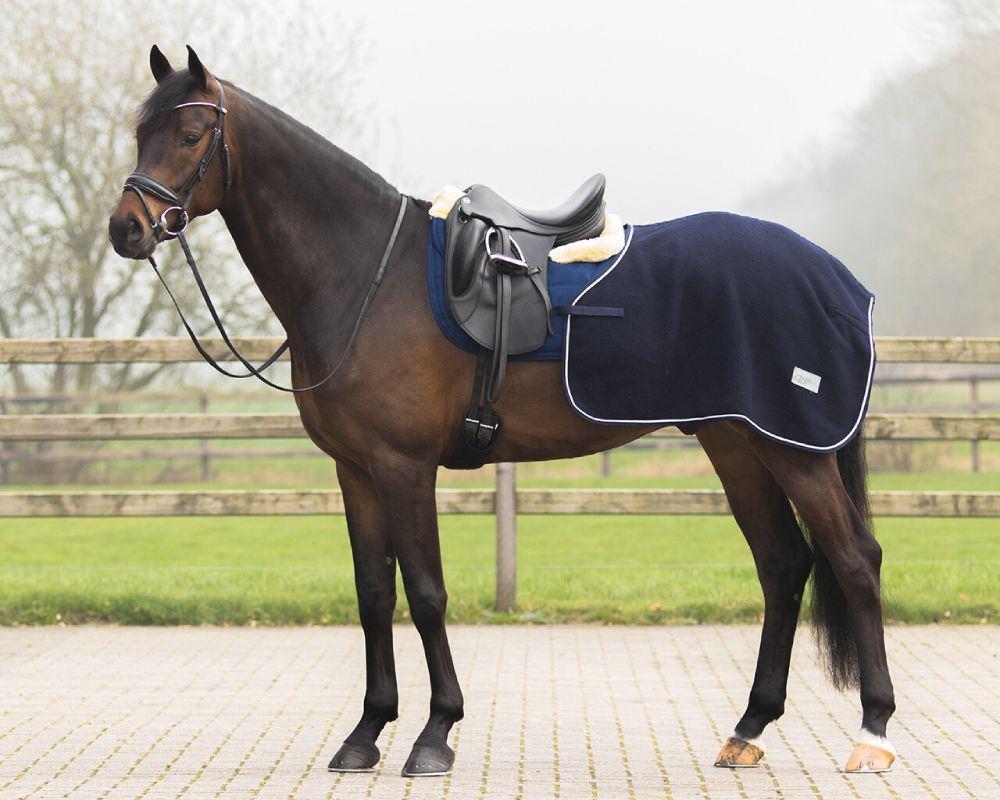 QHP Ausreitdecke Wolle Quarter - navy, Größe XL