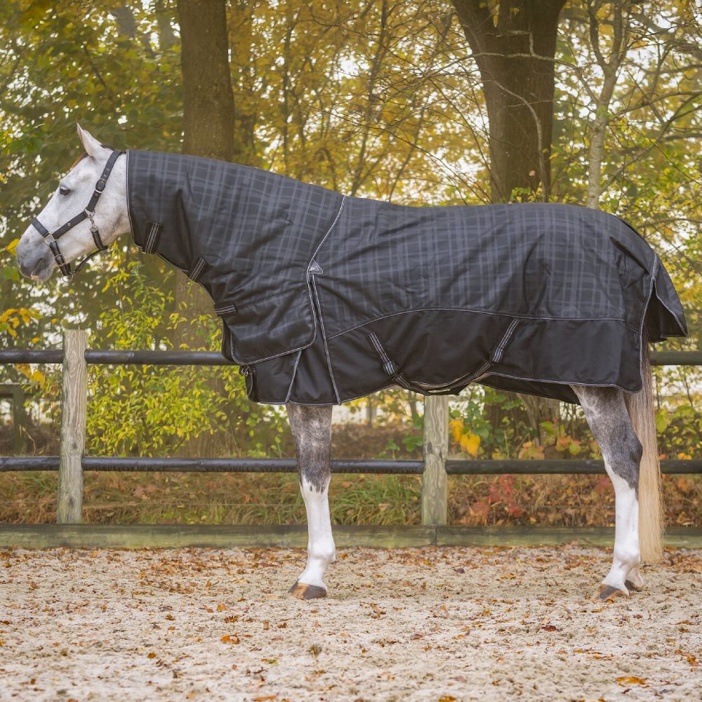 QHP Turnoutdecke 1200D Collection 150gr mit abnehmbarem Hals - midnight, Größe 130 cm