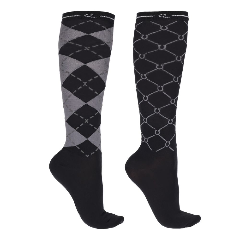 QHP Kniestrümpfe Classic (2er-Pack) - midnight, Größe 35-38