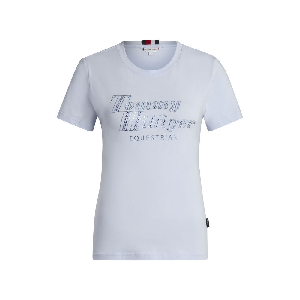 Tommy Hilfiger Equestrian Malibu Rhinestone T-Shirt Damen - sweet blue, Größe XL