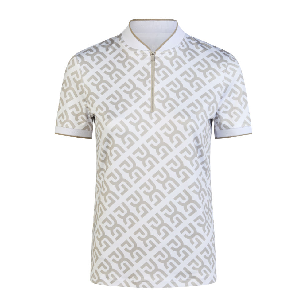 Pikeur FS26 Zip Polo Shirt the Core Damen - beige/white, Größe 36