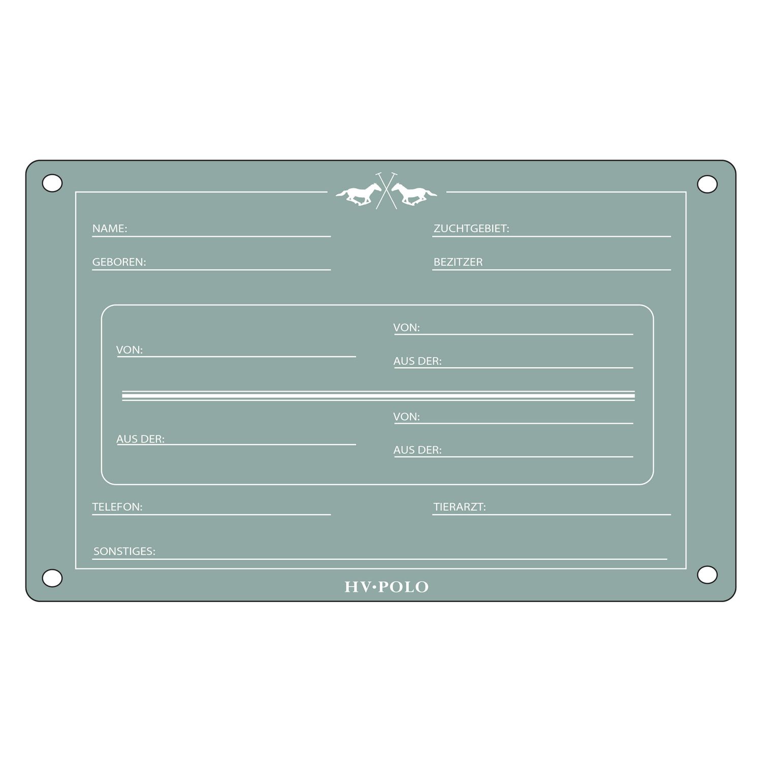 HV Polo Boxenschild aus Metall - aqua sky