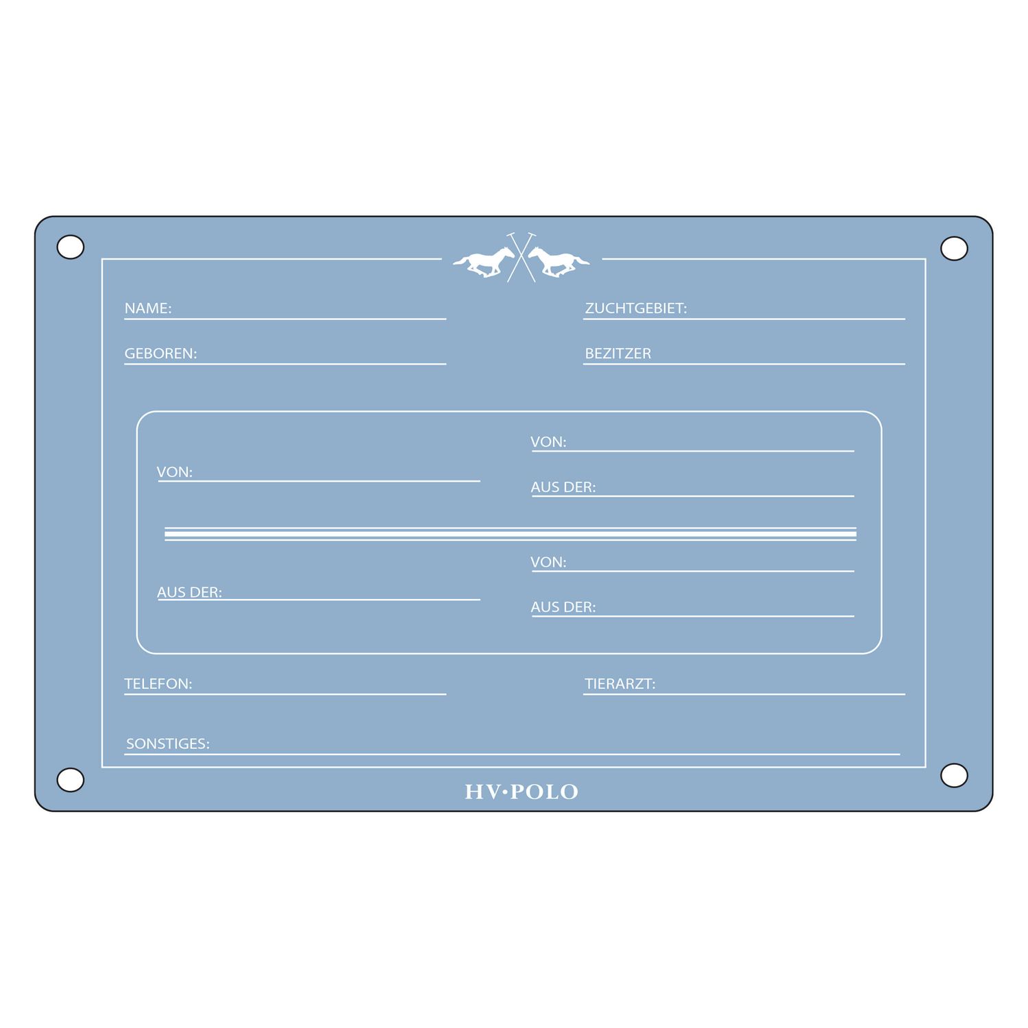 HV Polo Boxenschild aus Metall - powder blue