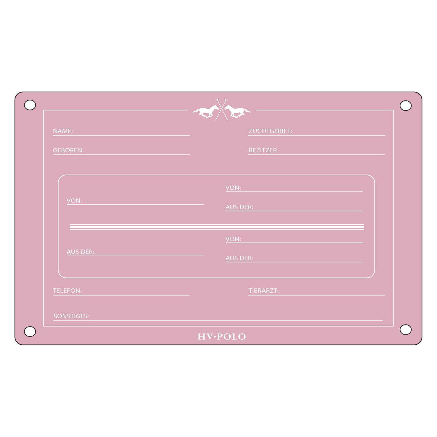 HV Polo Boxenschild aus Metall - pretty pink