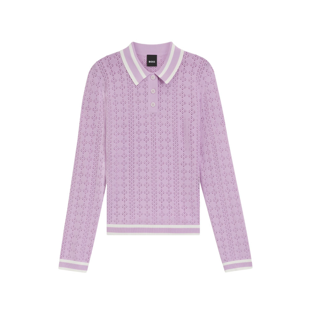 BOSS Equestrian Pam Strick Polo Ajor Damen - orchid, Größe M