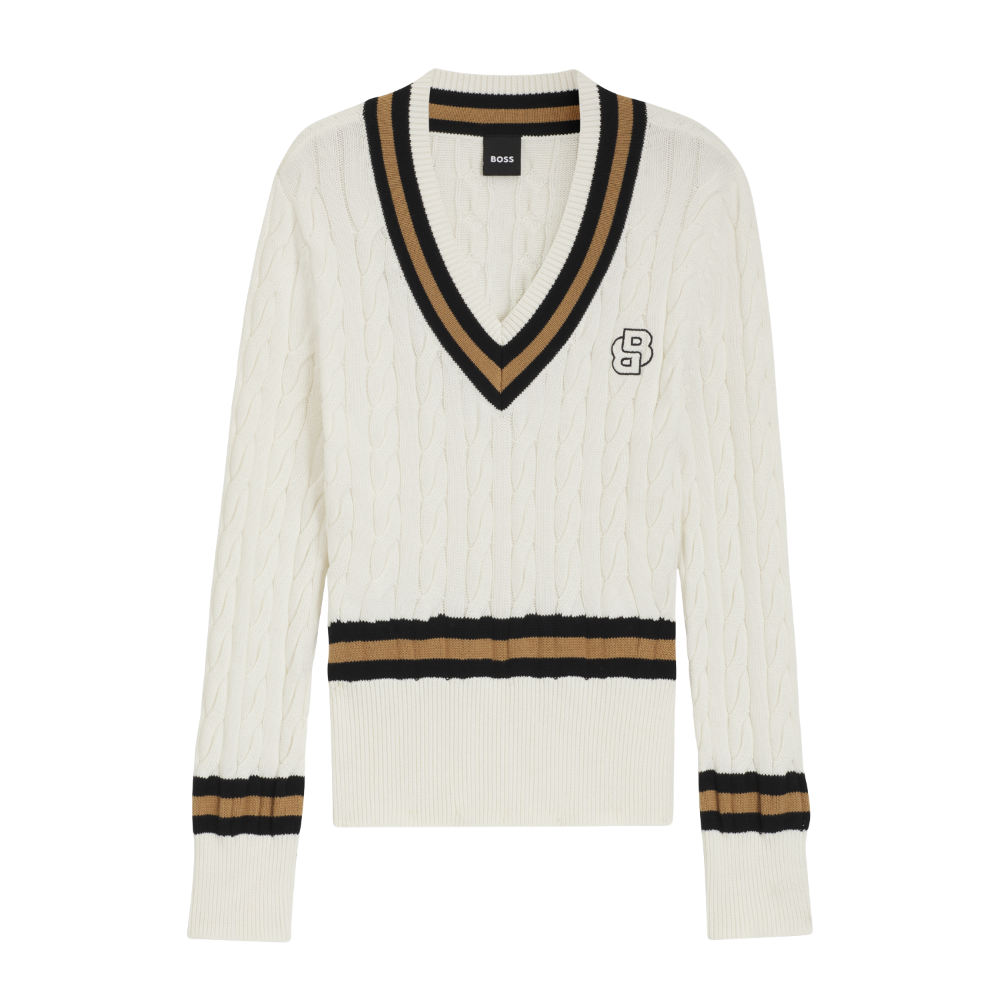 BOSS Equestrian Paula Strickpullover Cable Damen - soft cream, Größe M