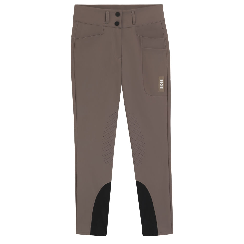 BOSS Equestrian Hannah High Waist Kniebesatz Reithose Damen - dark pumice, Größe XL