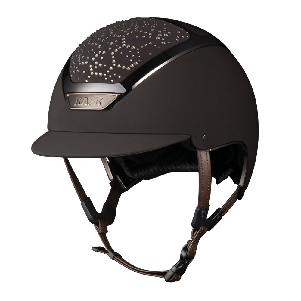 KASK Dogma Chrome Swarovski Vibe Reithelm - brown/brown/greige, Größe 58