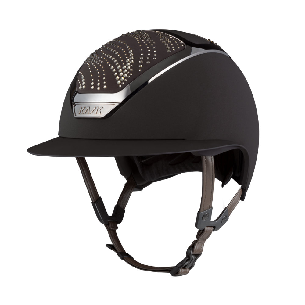 KASK Star Lady Chrome Swarovski Flow Reithelm - brown/brown/greige mix, Größe 54