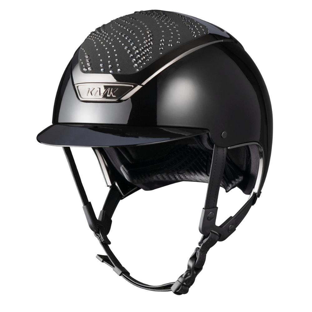 KASK Dogma Pure Shine Swarovski Flow Reithelm - black/black/graphite mix, Größe 53