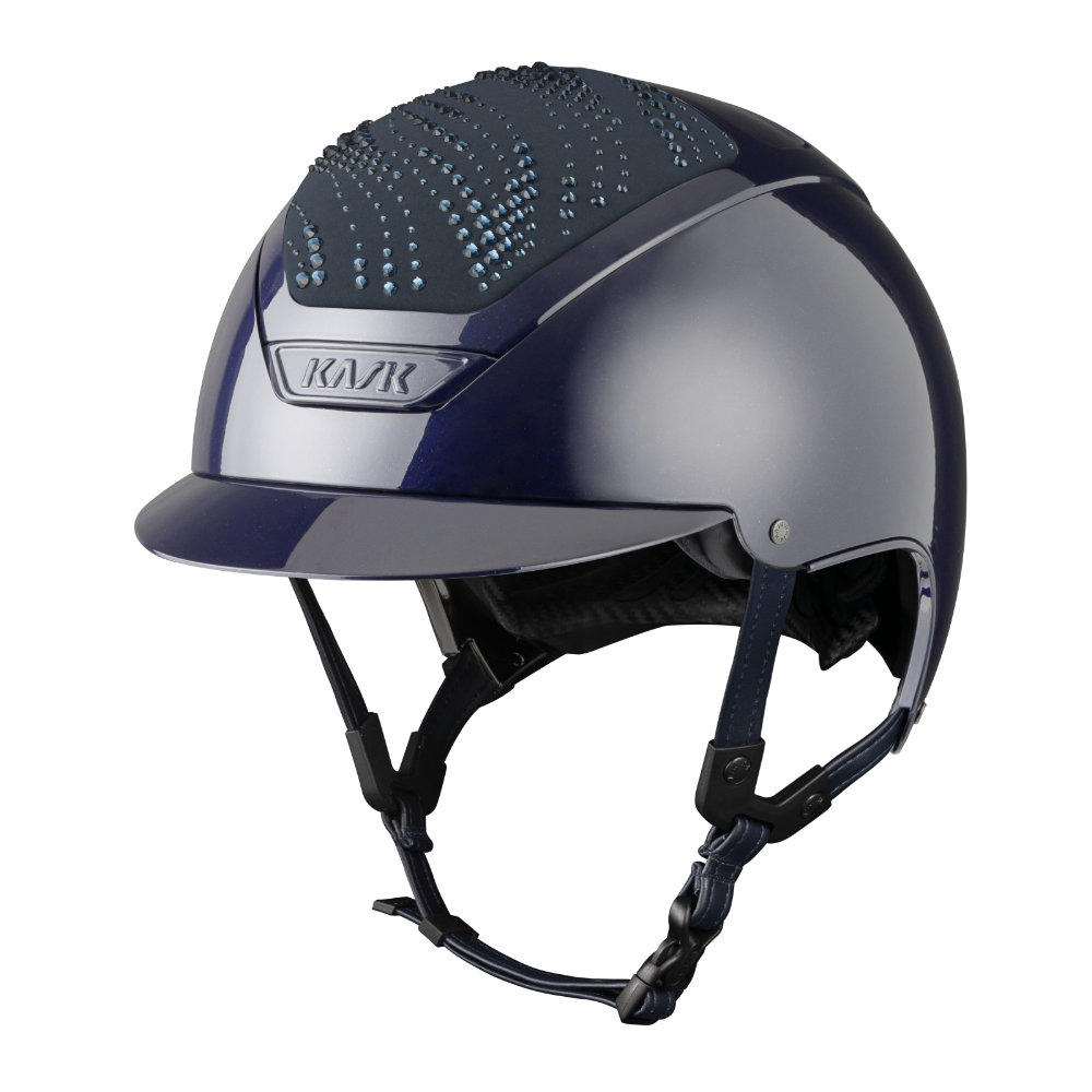 KASK Dogma Pure Shine Swarovski Flow Reithelm - atlantic blue/atlantic blue/montana, Größe 55