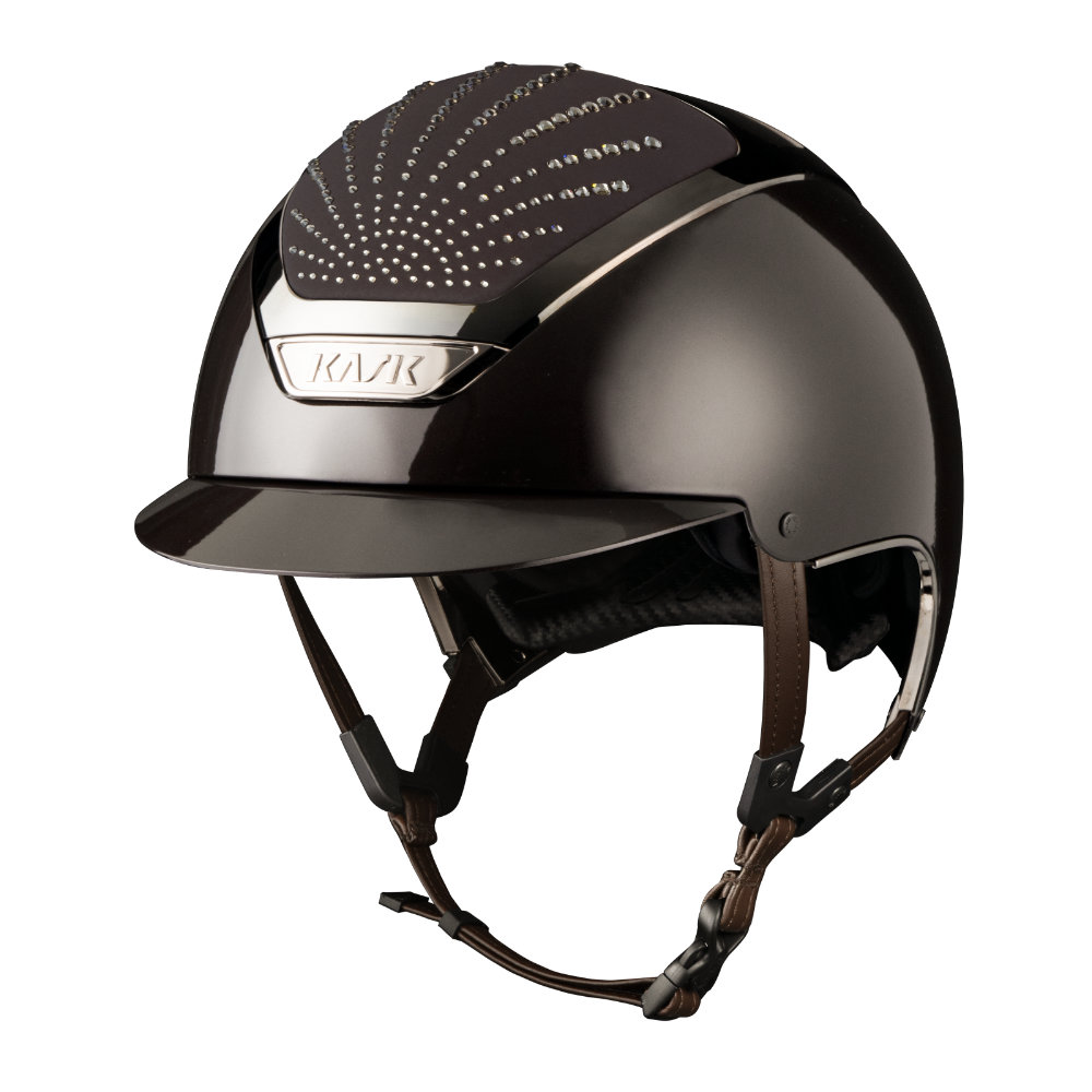 KASK Dogma Pure Shine Swarovski Origin Reithelm - espresso brown/brown/greige, Größe 56