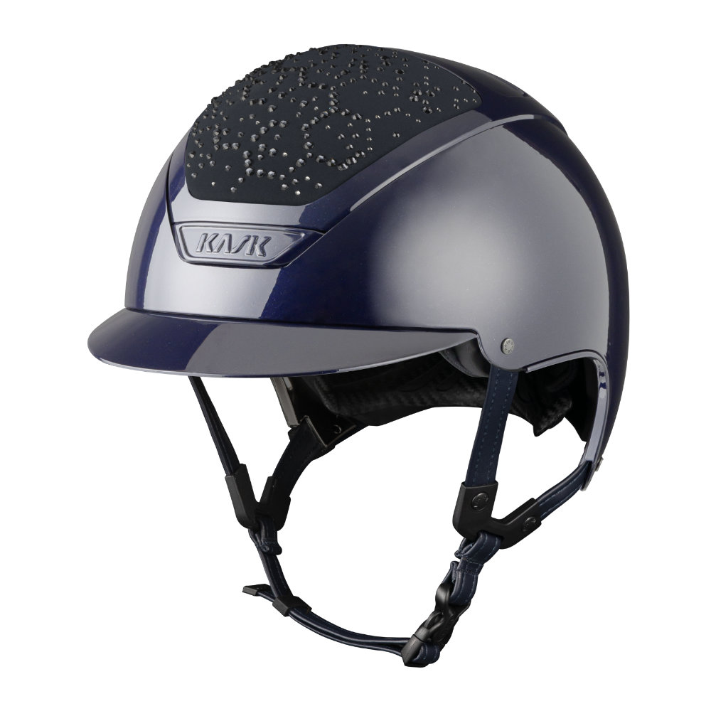 KASK Dogma Pure Shine Swarovski Vibe Reithelm - atlantic blue/atl.blue/graphite mix, Größe 53