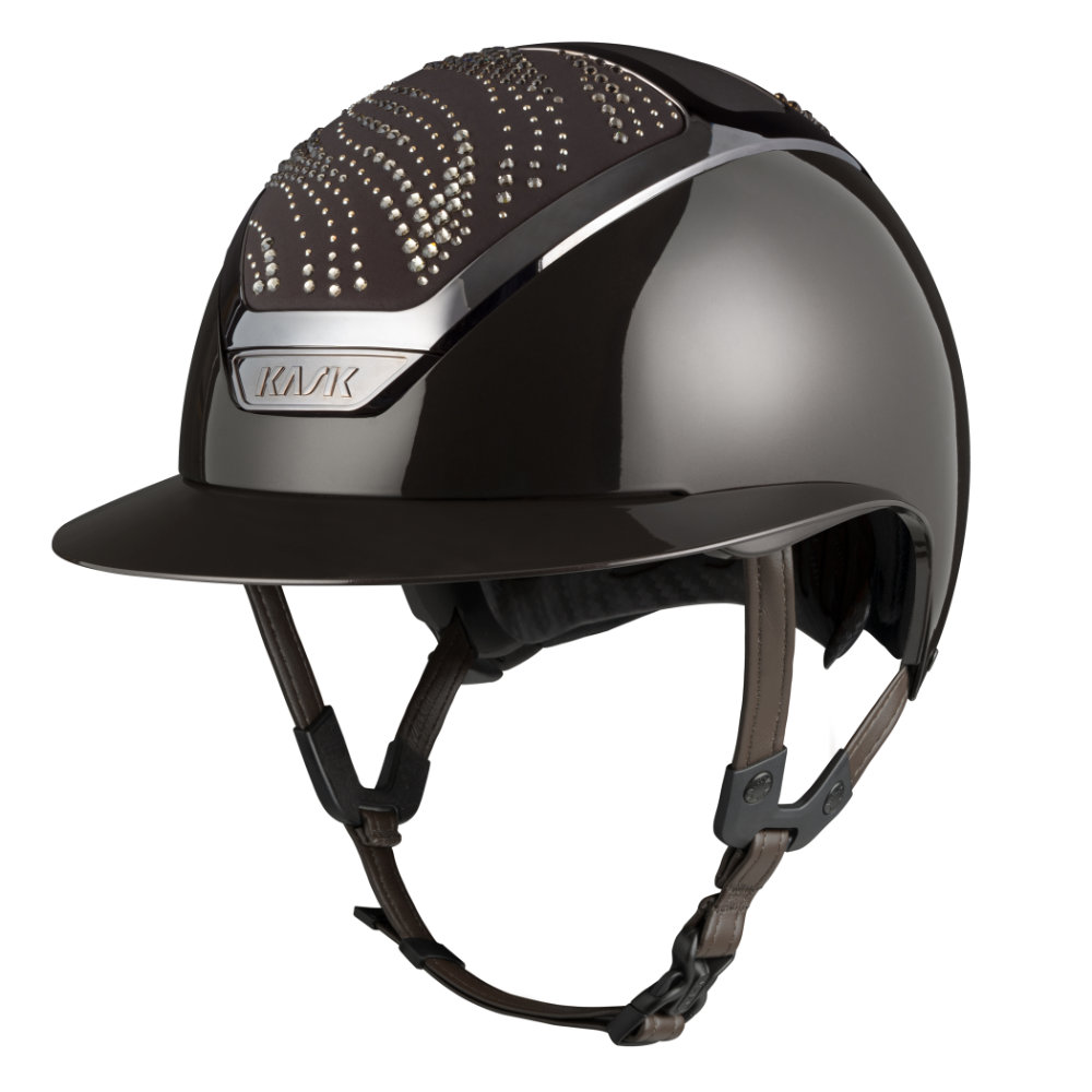 KASK Star Lady Pure Shine Swarovski Flow Reithelm - espresso brown/brown/greige mix, Größe 57