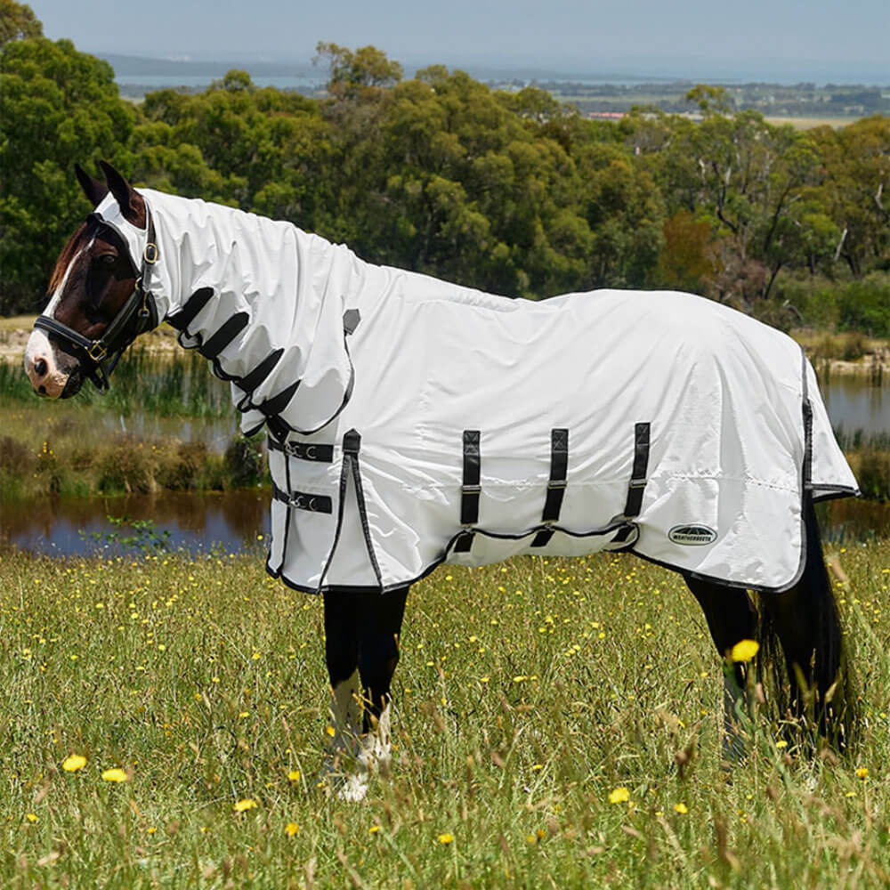 Weatherbeeta Comfitec Sweet Itch Shield Fliegendecke-Kombination - white/charcoal, Größe 95 cm