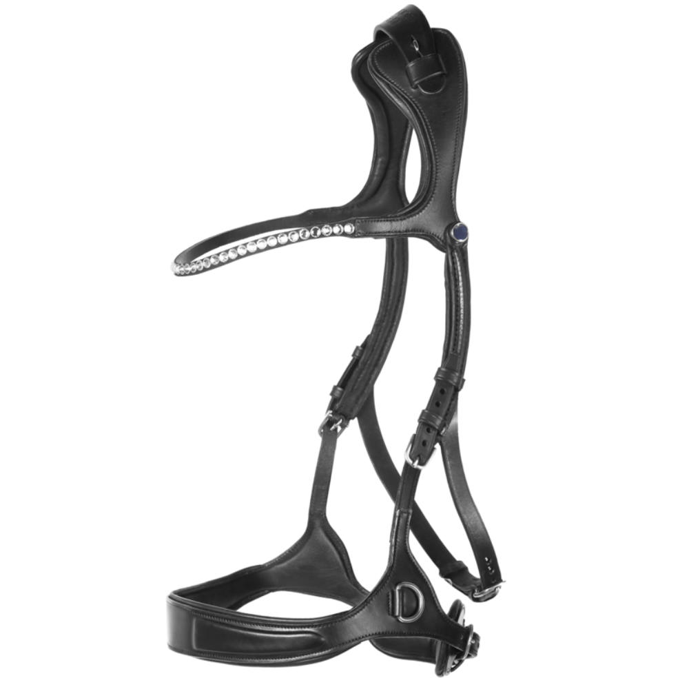 Stübben Trensenzaum Freedom II gebisslos mit Strass mit Kombinierten Reithalfter - black/black, Größe Vollblut