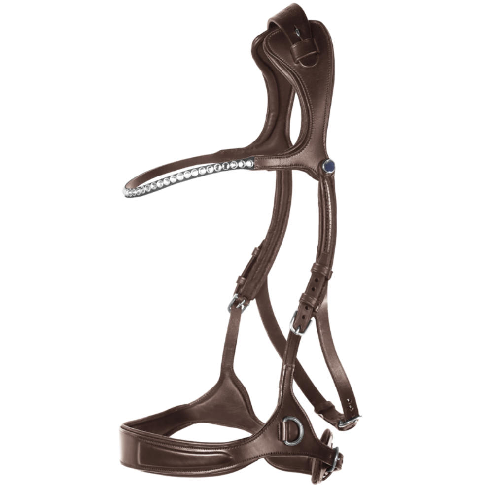 Stübben Trensenzaum Freedom II gebisslos mit Strass mit Kombinierten Reithalfter - ebony/ebony, Größe Warmblut