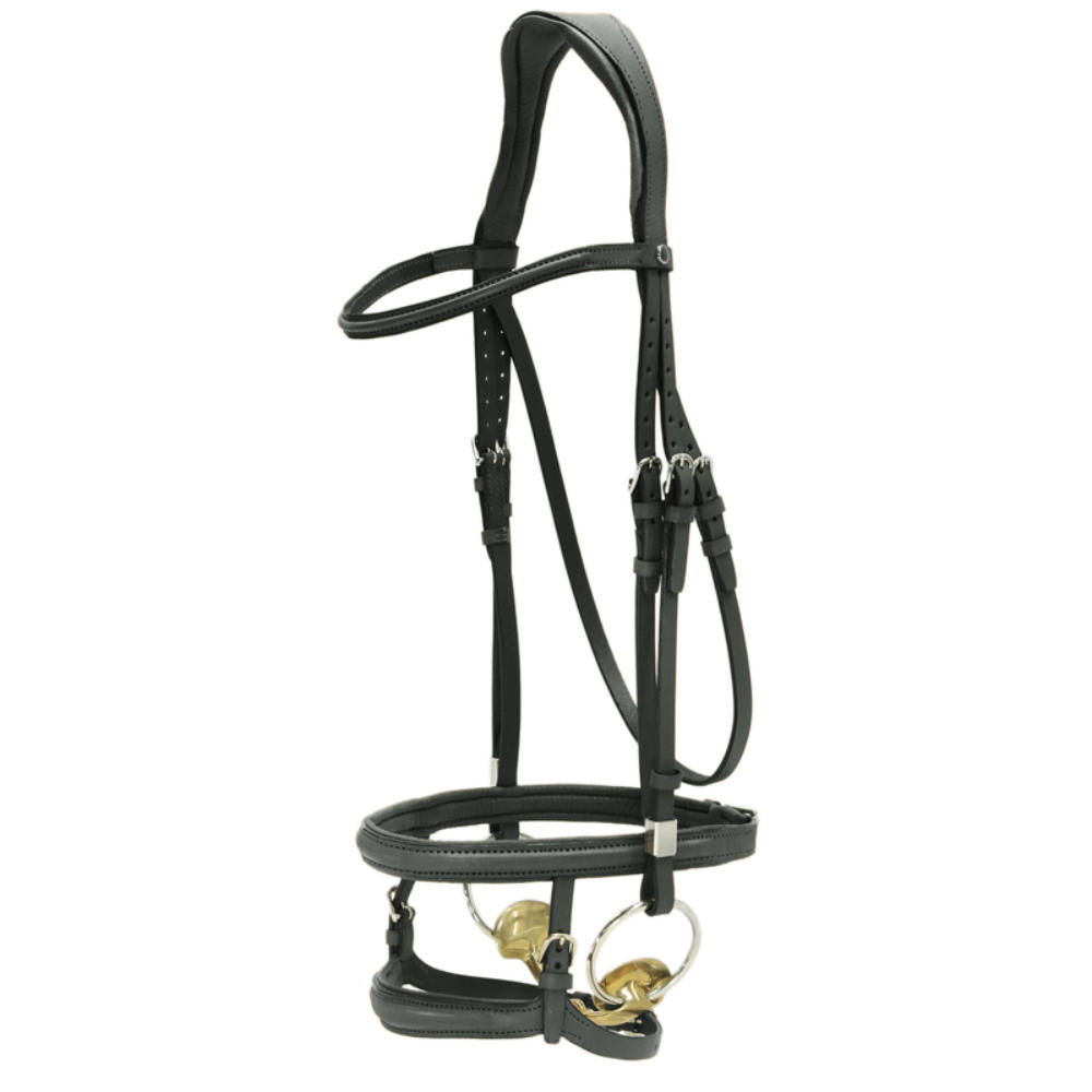 Stübben Trense Sligo mit Slide&Lock mit Tandem Reithalfter - black/black, Größe Warmblut