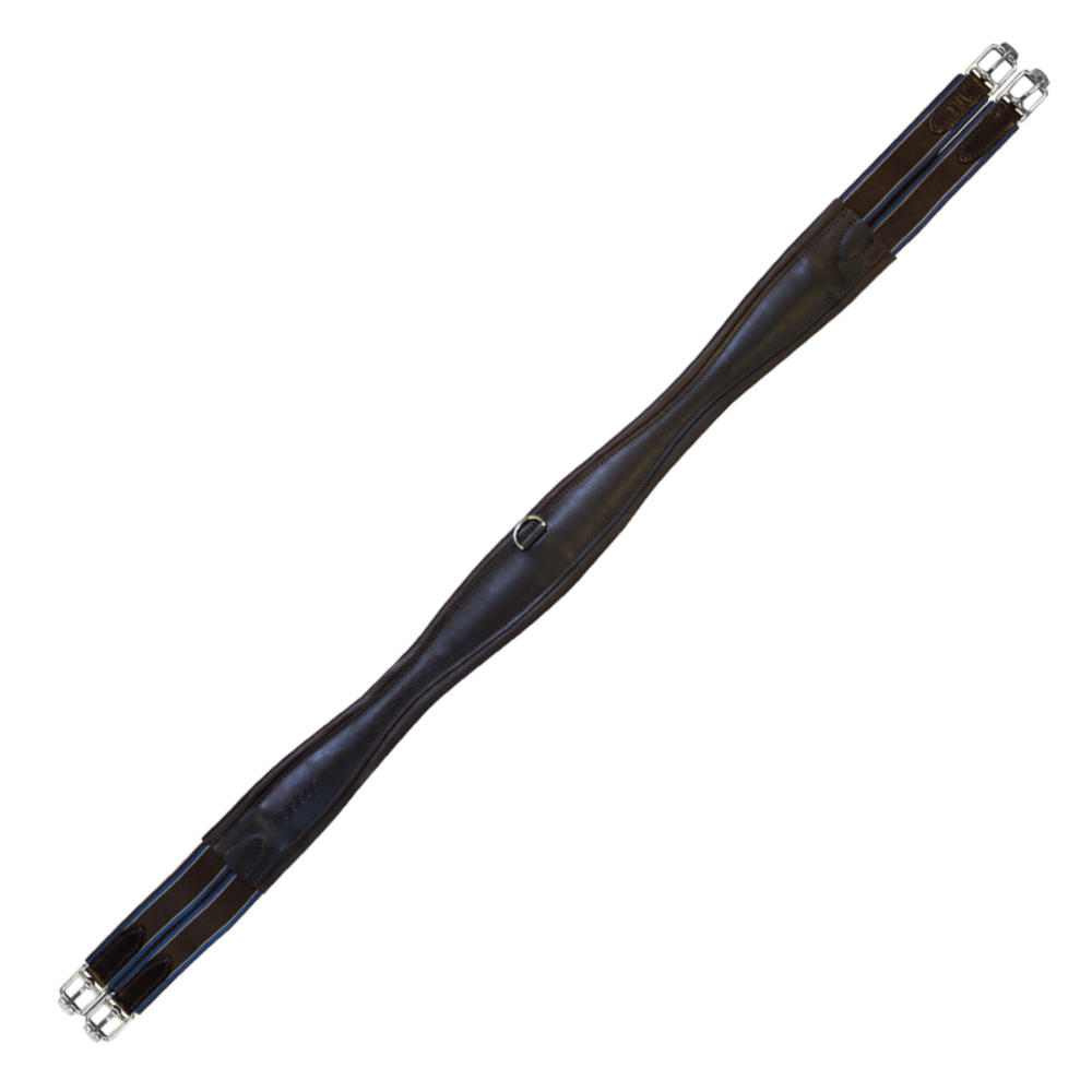 Stübben Leder-Sattelgurt Langgurt Overlay mit beidseitigem Elastikzug - ebony, Größe 150 cm