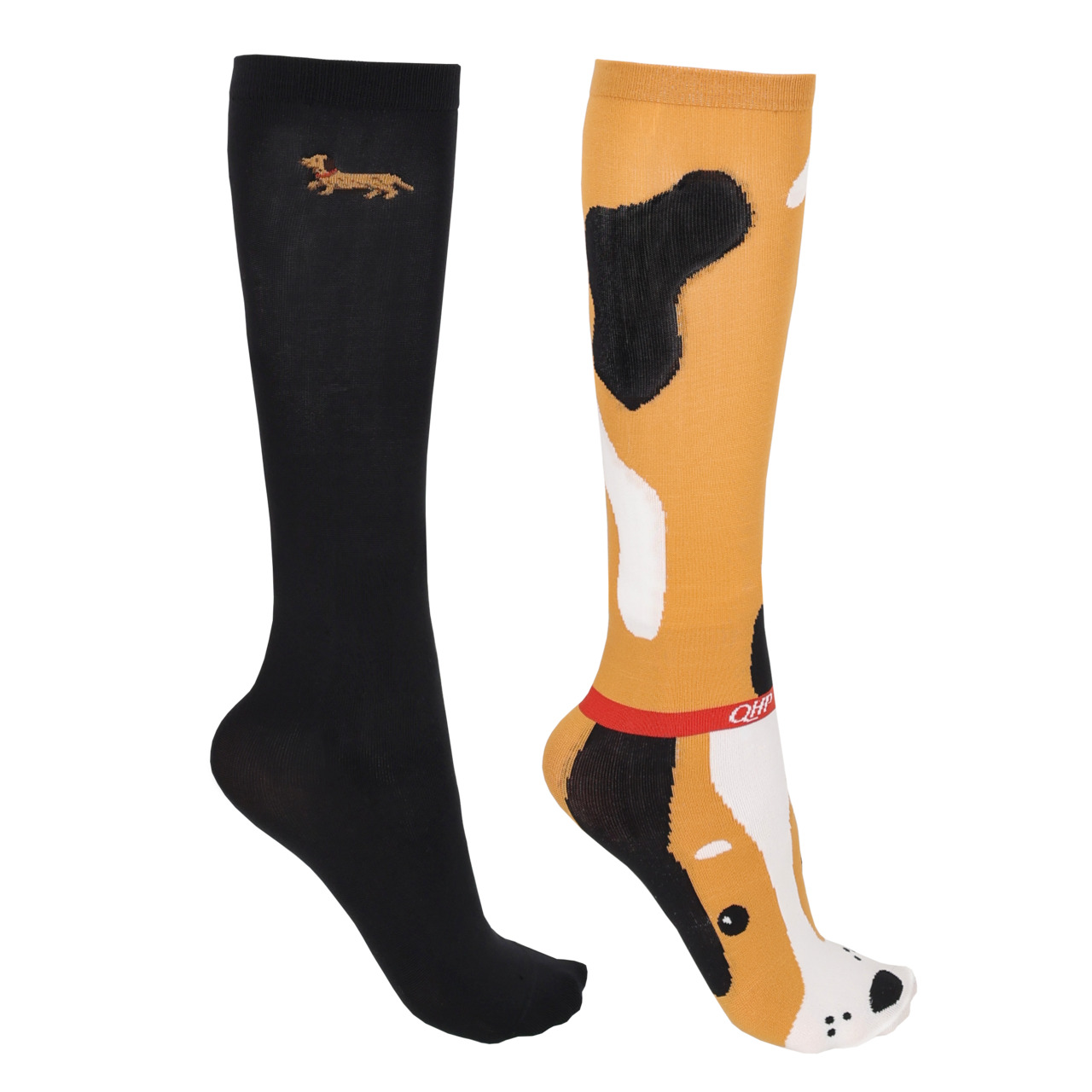 QHP Kniestrümpfe Geschenkbox Stable Buddy (2er-Pack) - Dackel, Größe 39-42