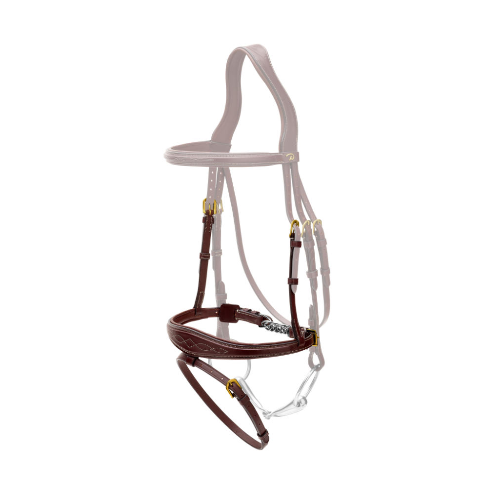 Dyon Anatomischer Sperrnasenriemen mit Kette DY Collection - brown, Größe Vollblut