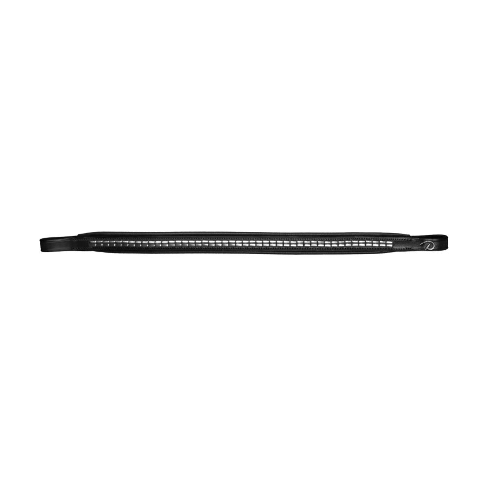 Dyon gerader Stirnriemen mit silbernen Messingbeschlägen New English Collection - black, Größe Warmblut Extra