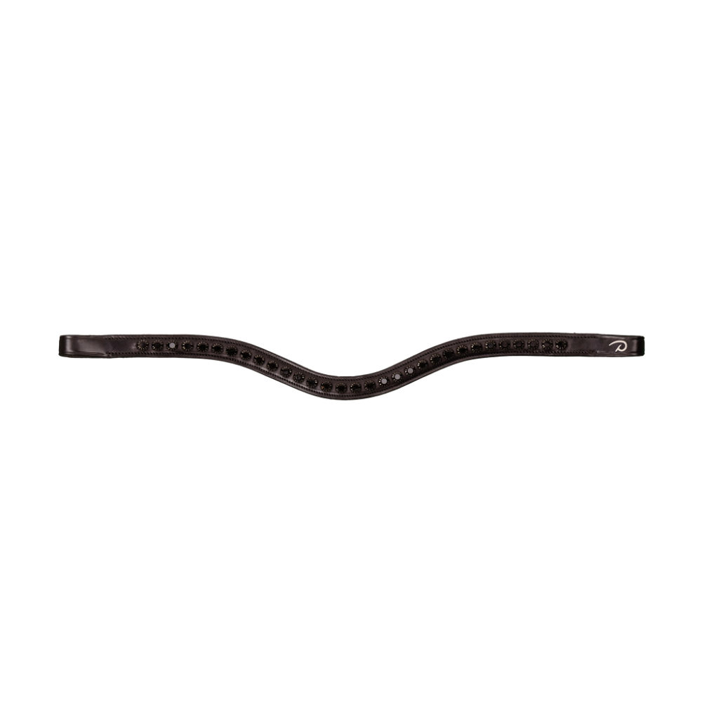 Dyon Stirnriemen in V-Form mit schwarzen Swarovskikristallen New English Collection - brown, Größe Pony