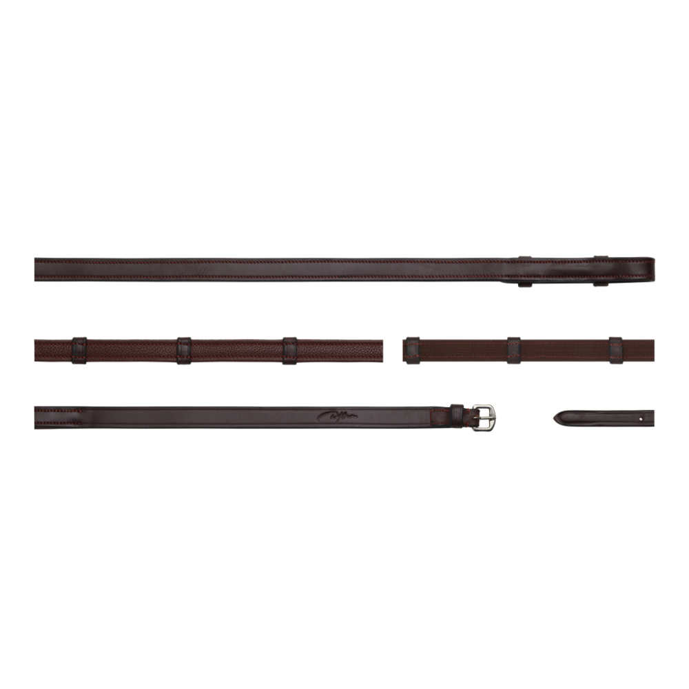 Dyon 5/8 Jagdzügel mit 7 Lederstegen (ohne Stopper) New English Collection - brown, Größe Warmblut Extra