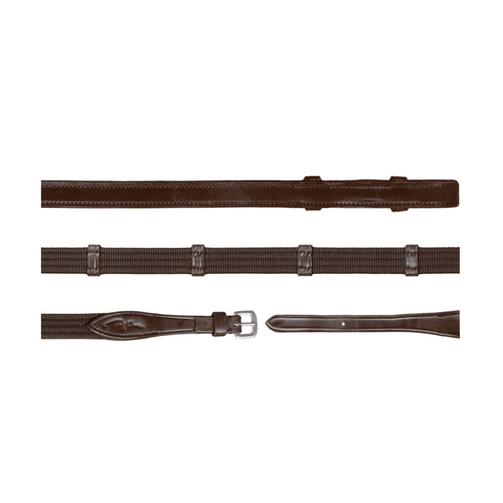 Dyon 5/8 Gurtzügel mit 9 Lederstegen (ohne Stopper) New English Collection - brown, Größe Pony