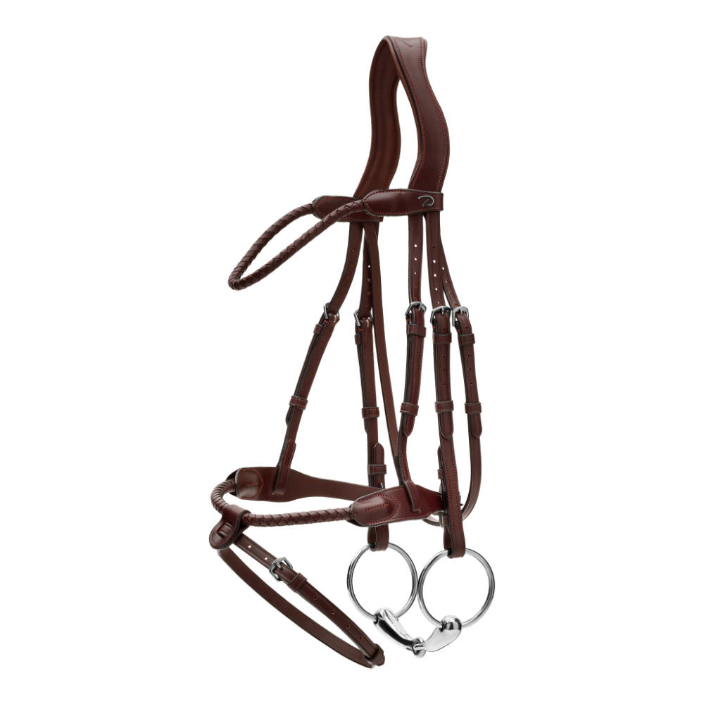 Dyon Geflochtene Trense mit kombiniertem Reithalfter New English - brown, Größe Warmblut
