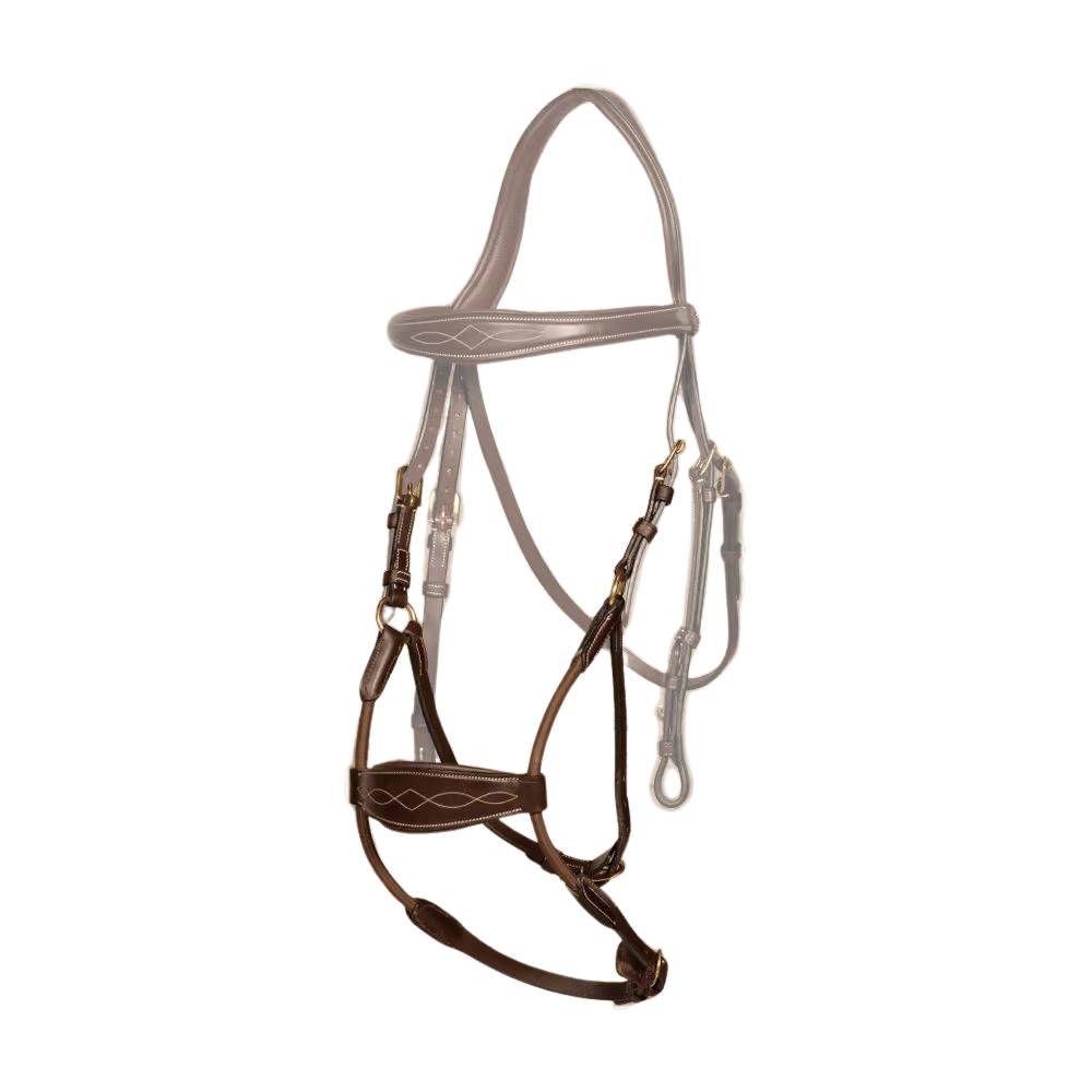 Dyon Hybrider elastischer Nasenriemen New English Collection - brown, Größe Warmblut Extra